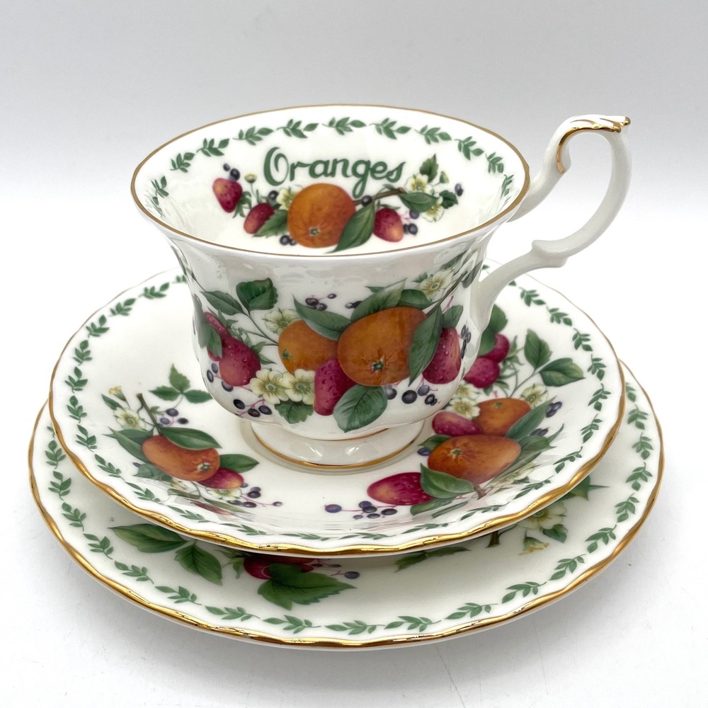 Royal Albert Oranges Tea Cup Saucer Plate Set Covent Garden Fruit Series Vintage
